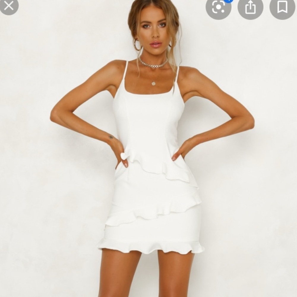 Hello Molly Saints-Secrets White Ruffle Mini Dress